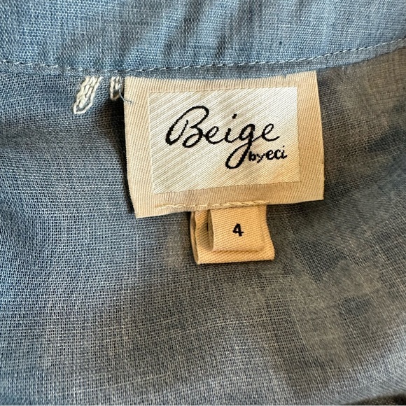 NWT Beige By Eci Embroidered Shirt Dress Floral Blue With Slip Size 4 - Picture 9 of 13